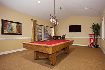 Pool table in game room